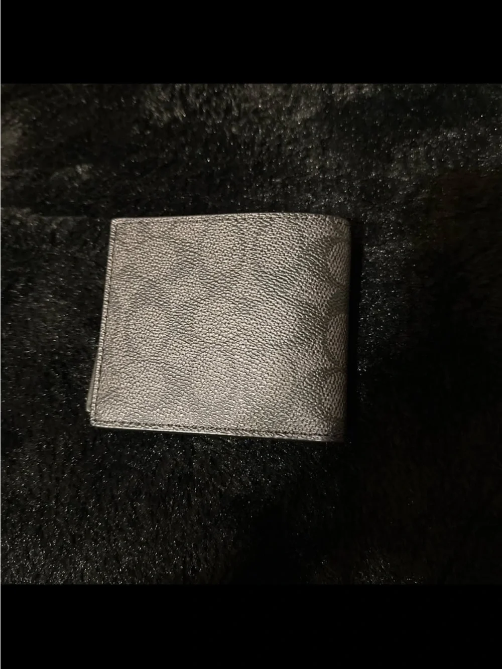 Coach Black Signature Leather Money Clip Wallet